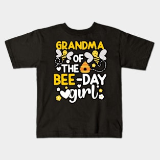 Grandma of the Bee-Day Girl Birthday Hive Party Matching Family Kids T-Shirt